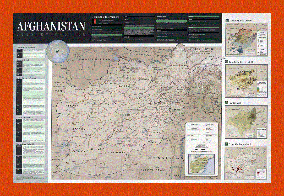 Country profile map of Afghanistan