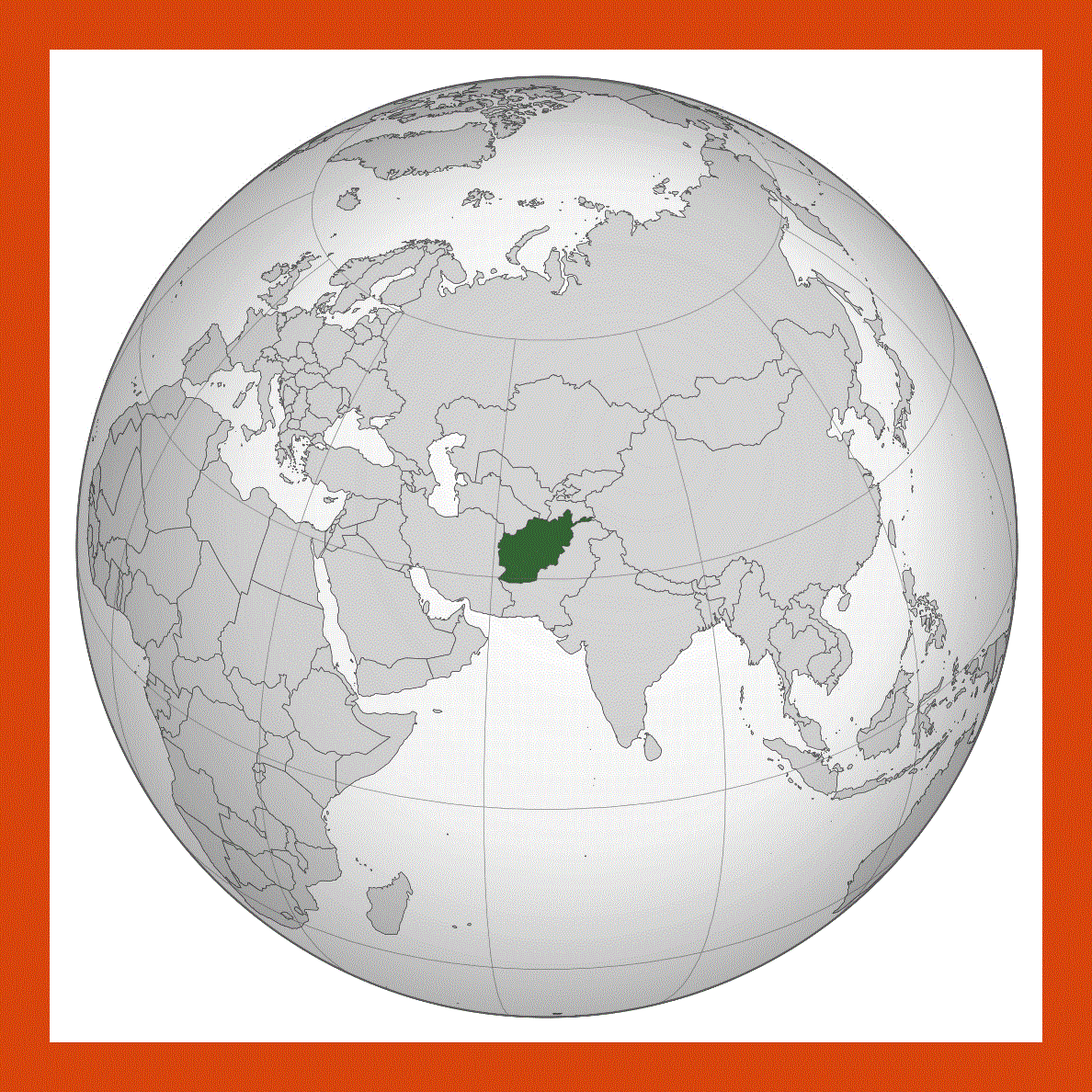Location map of Afghanistan in Asia