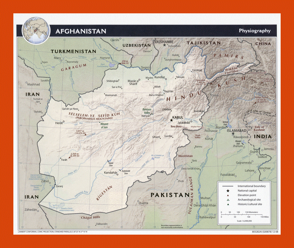 Physiography map of Afghanistan - 2008