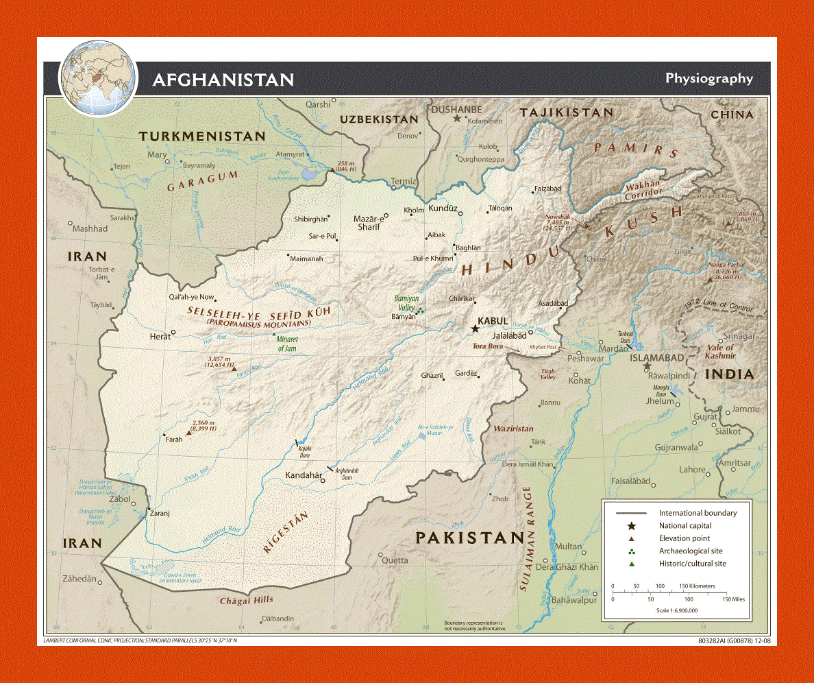 Physiography map of Afghanistan - 2009
