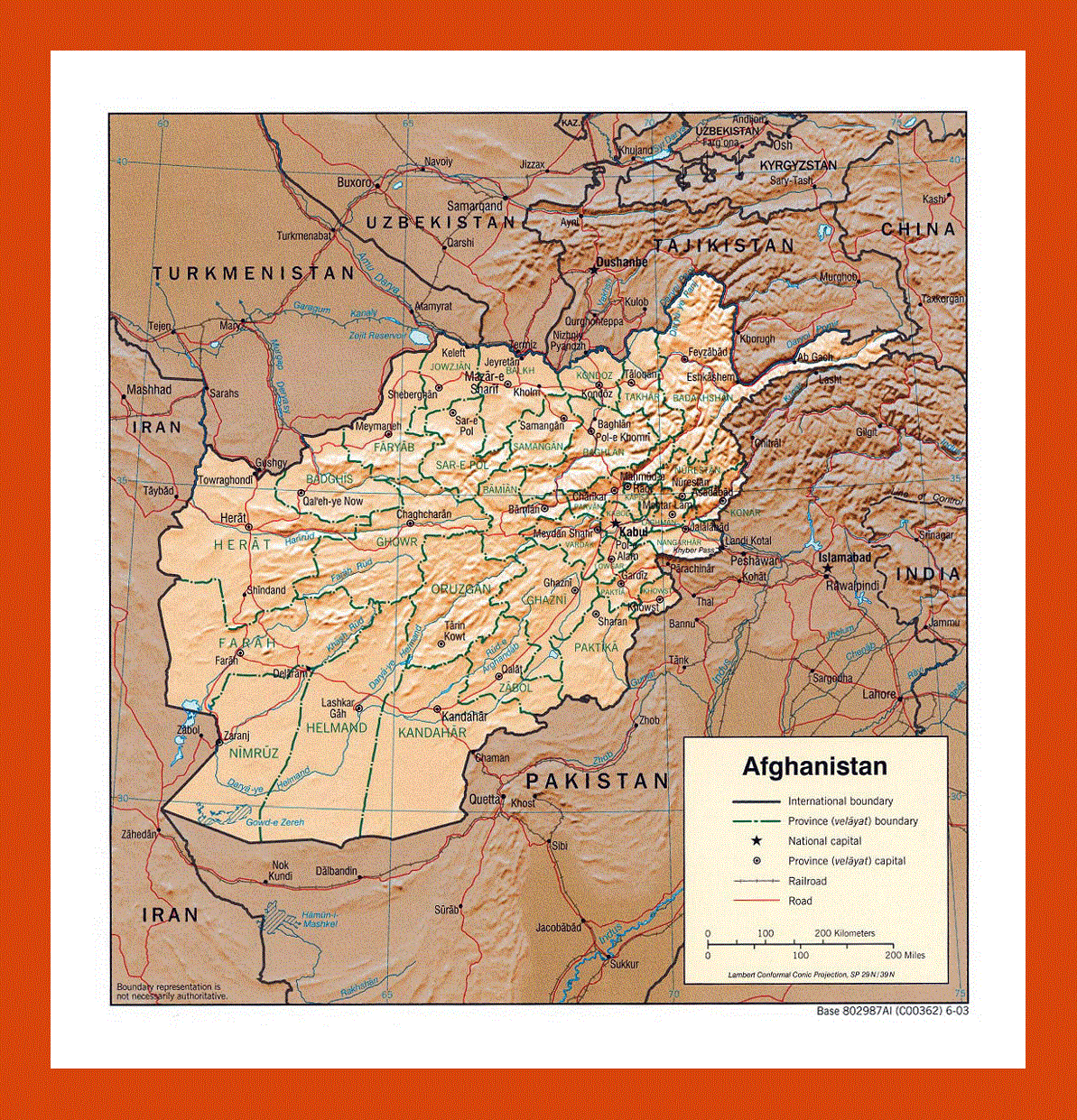 Political and administrative map of Afghanistan - 2003