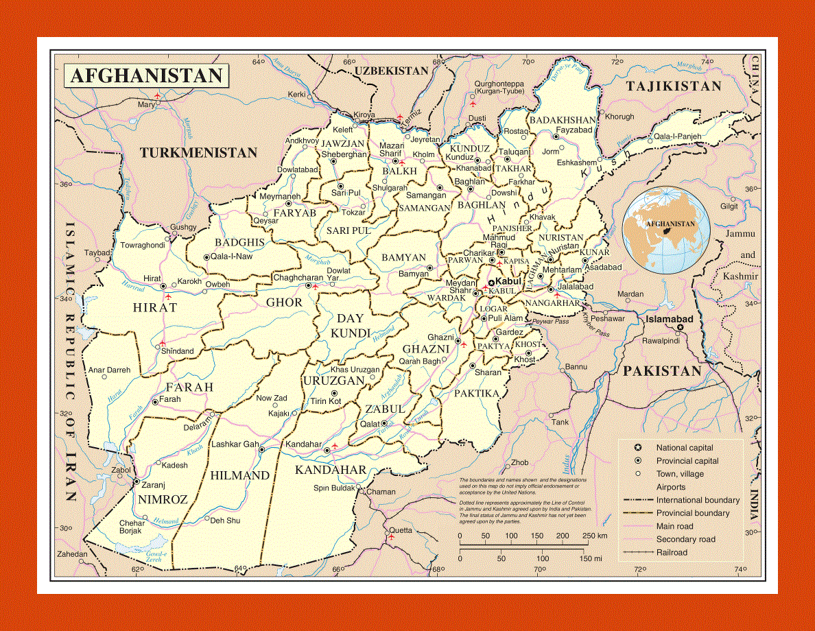 Political and administrative map of Afghanistan