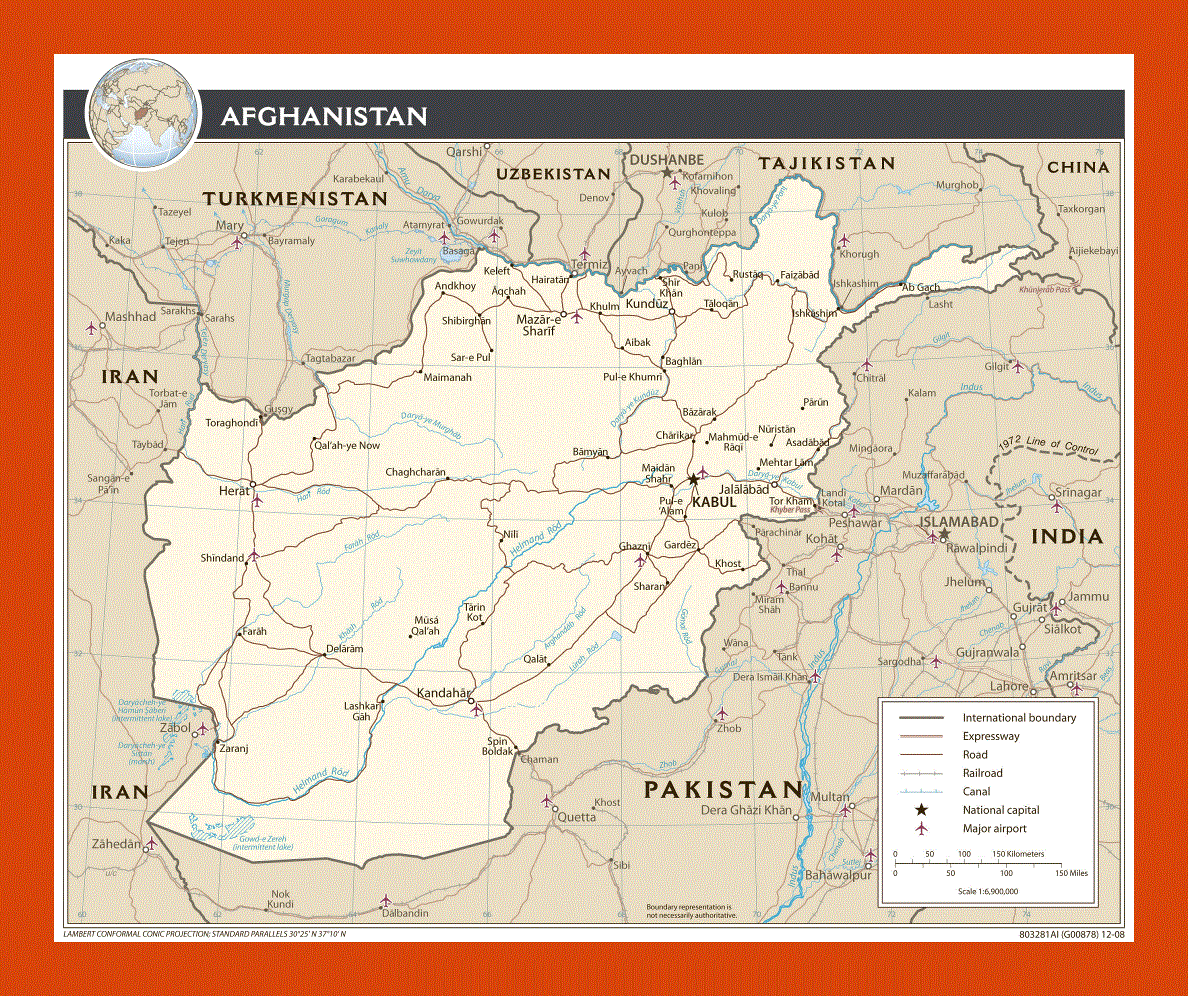 Political map of Afghanistan - 2008