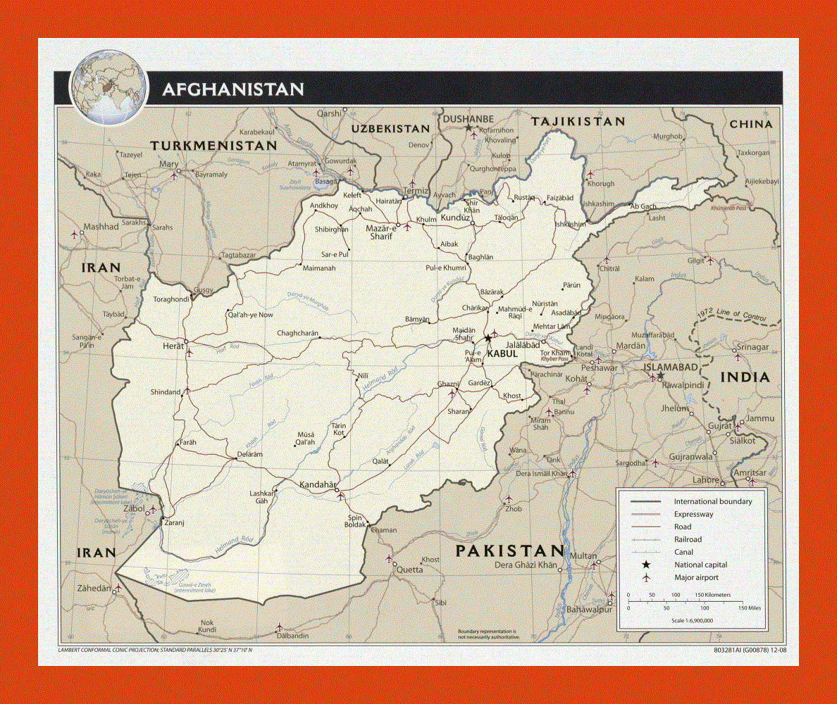 Political map of Afghanistan - 2008