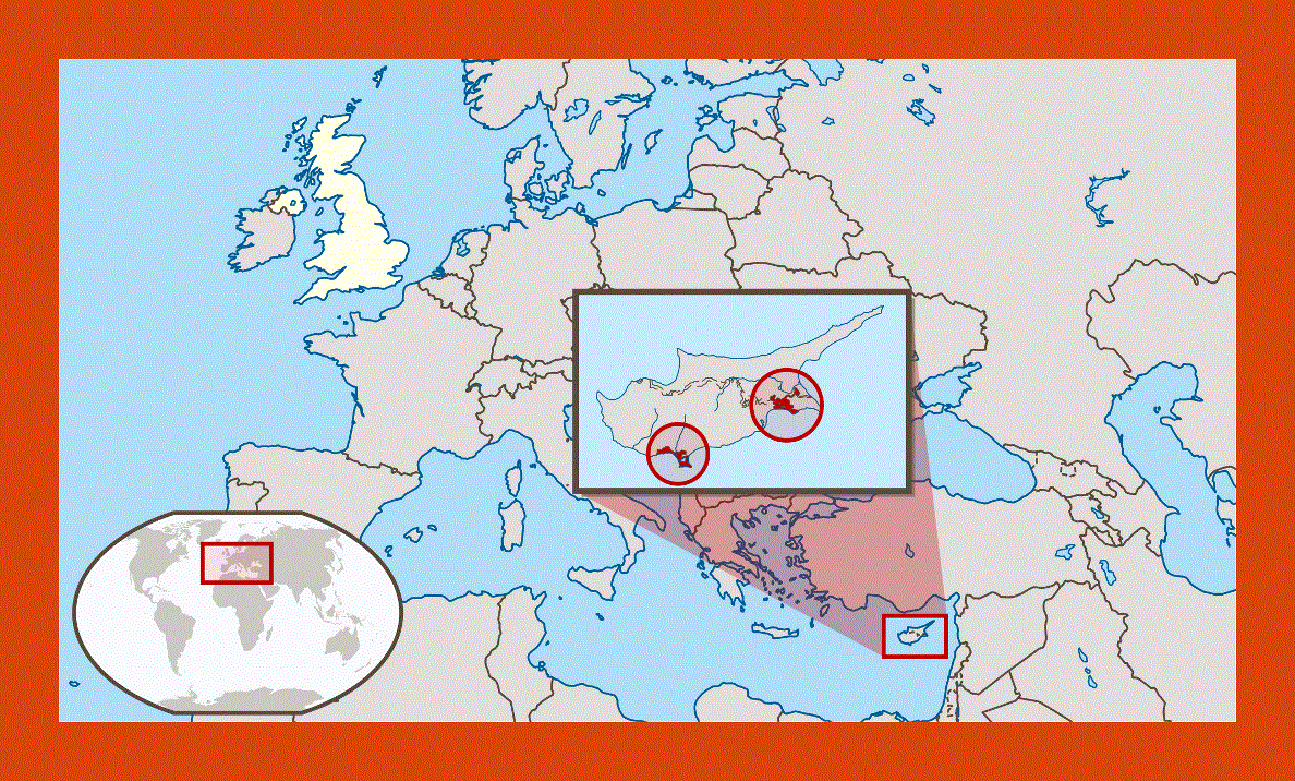 Location map of Akrotiri and Dhekelia