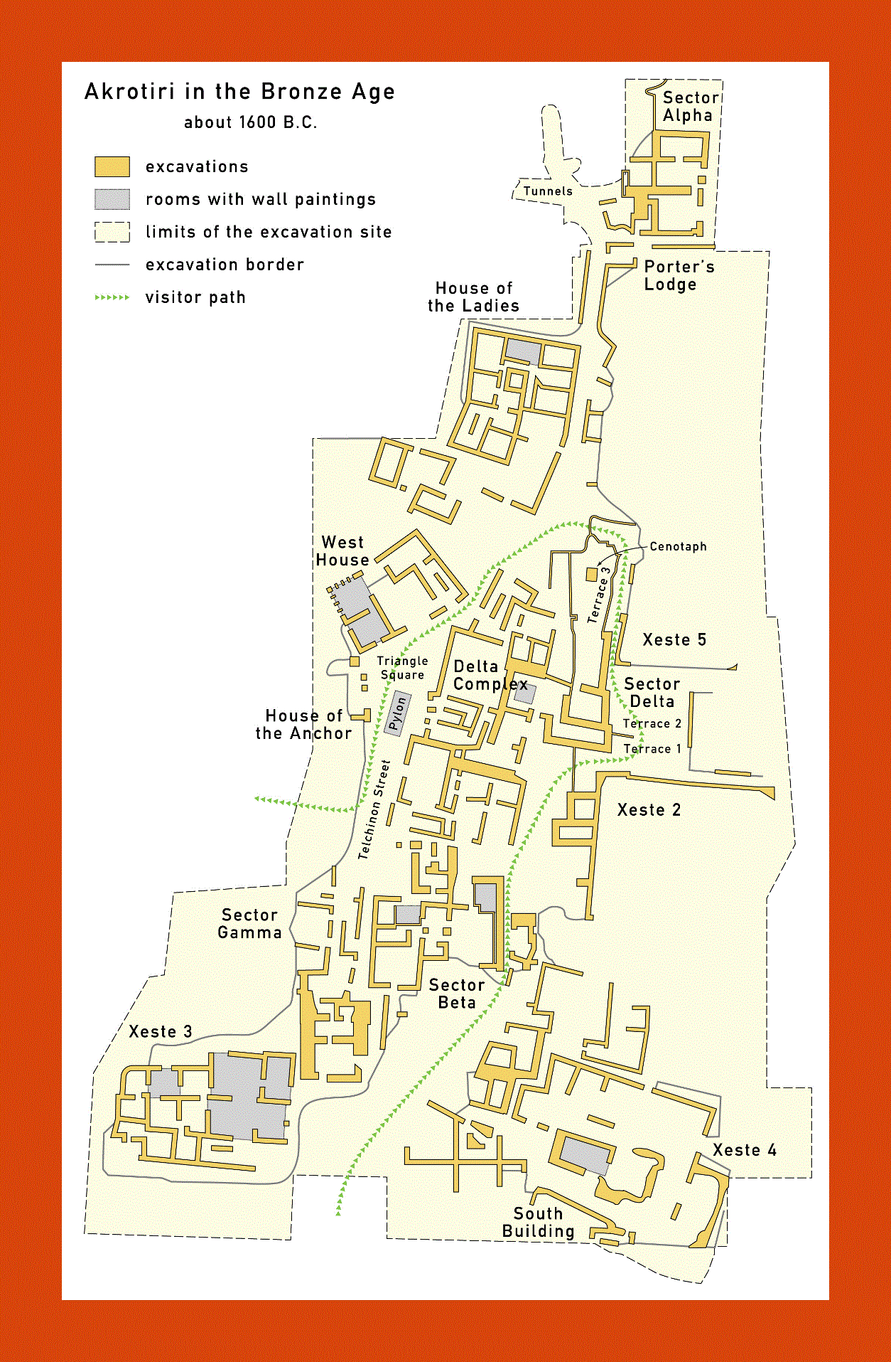 Map of Akrotiri 1600 BC