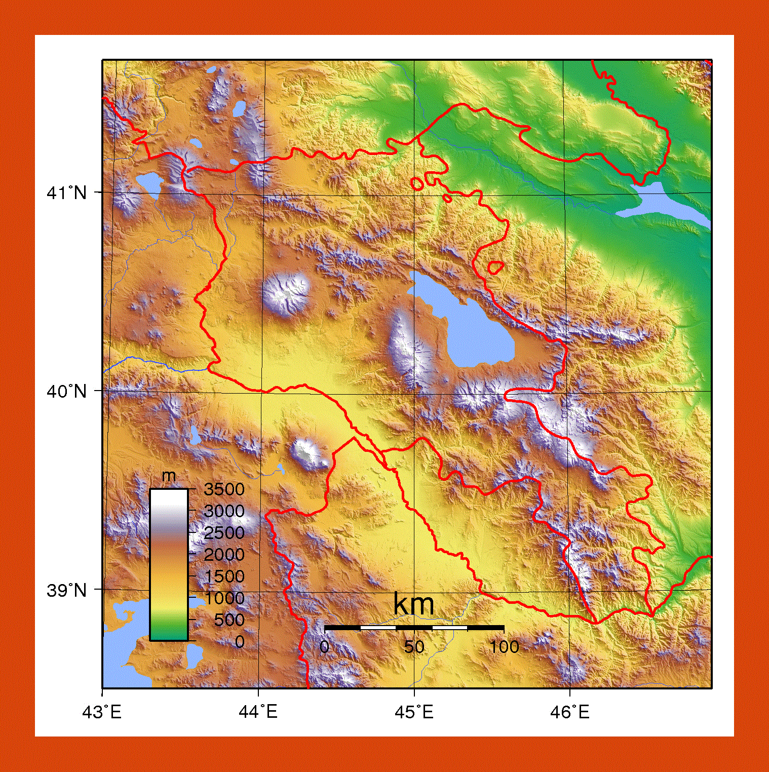 Armenia Physical Map