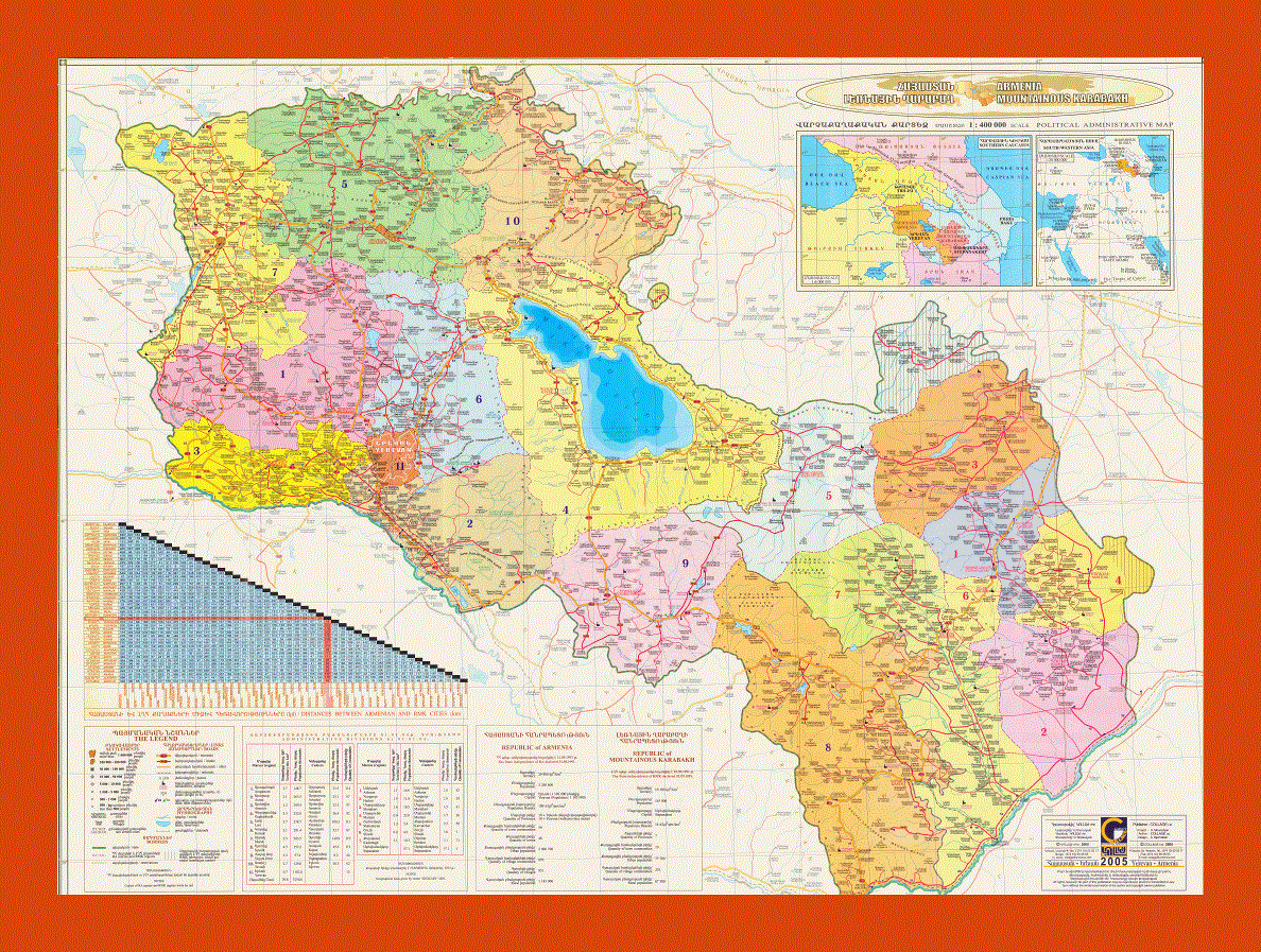 Political and administrative map of Armenia