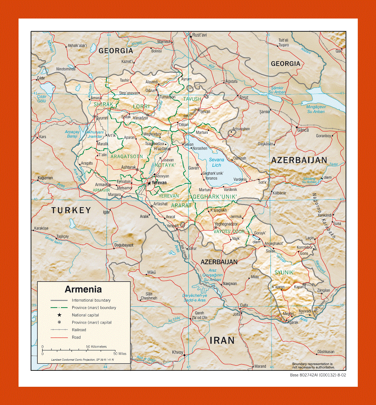 Political and administrative map of Armenia - 2002