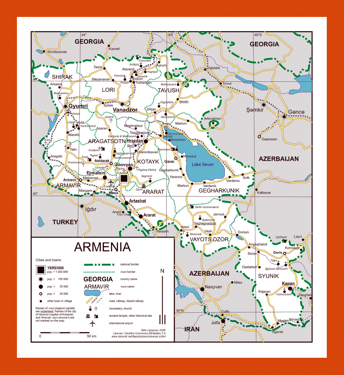Travel map of Armenia