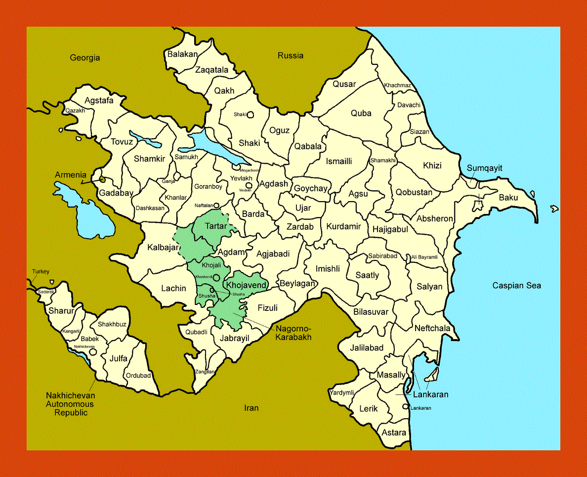 Administrative map of Azerbaijan