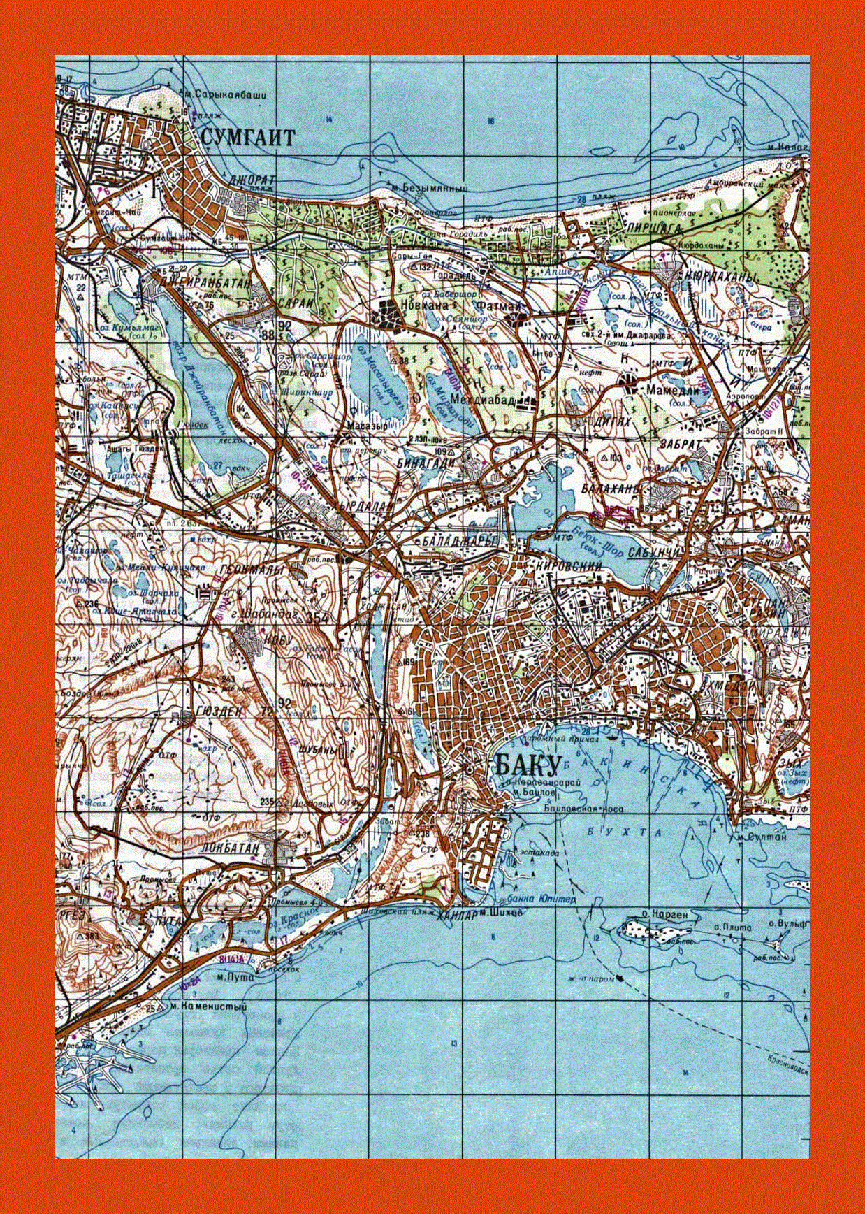 Baku topographical map in russian