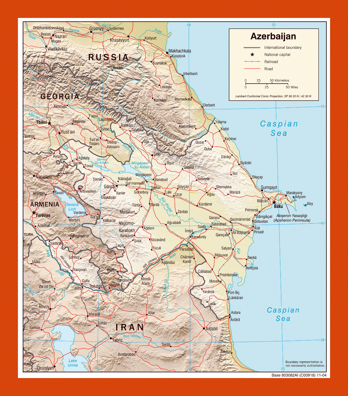 Political map of Azerbaijan 2004