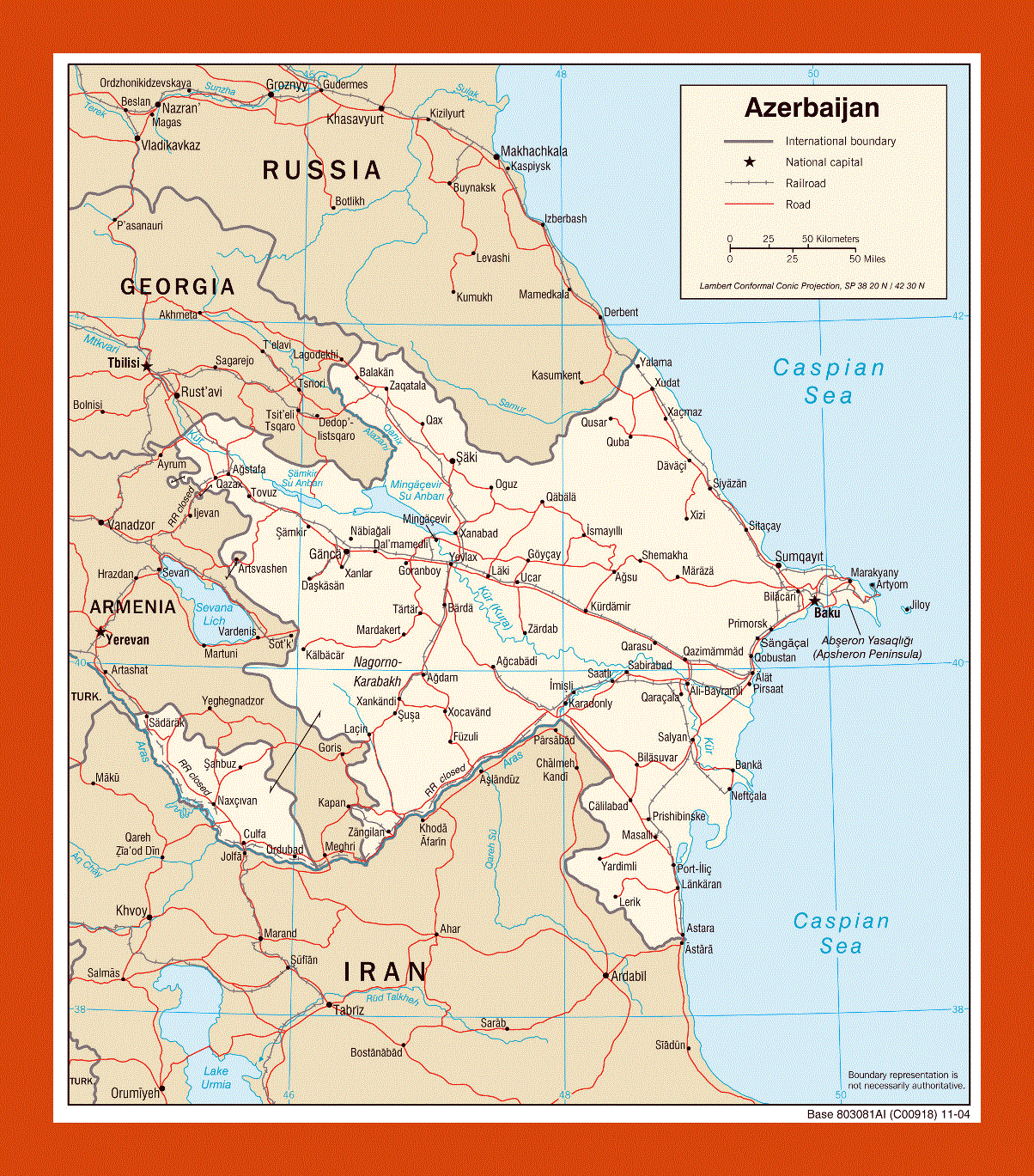 Political map of Azerbaijan - 2004