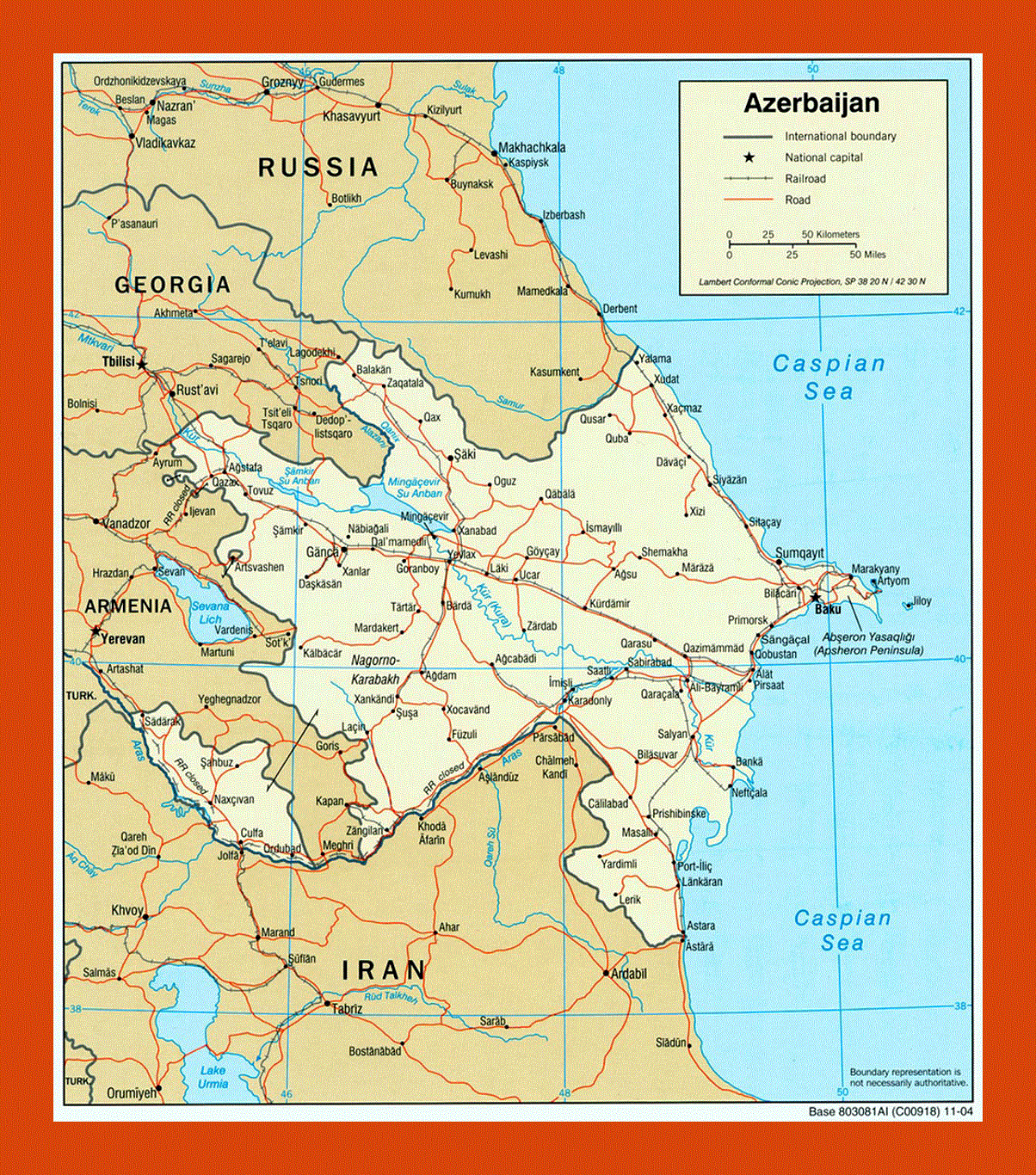 Political map of Azerbaijan - 2004