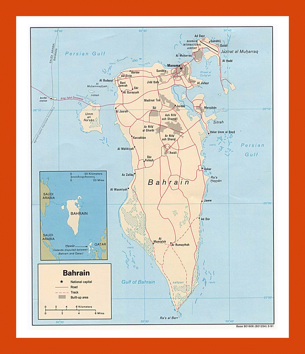 Political map of Bahrain - 1991