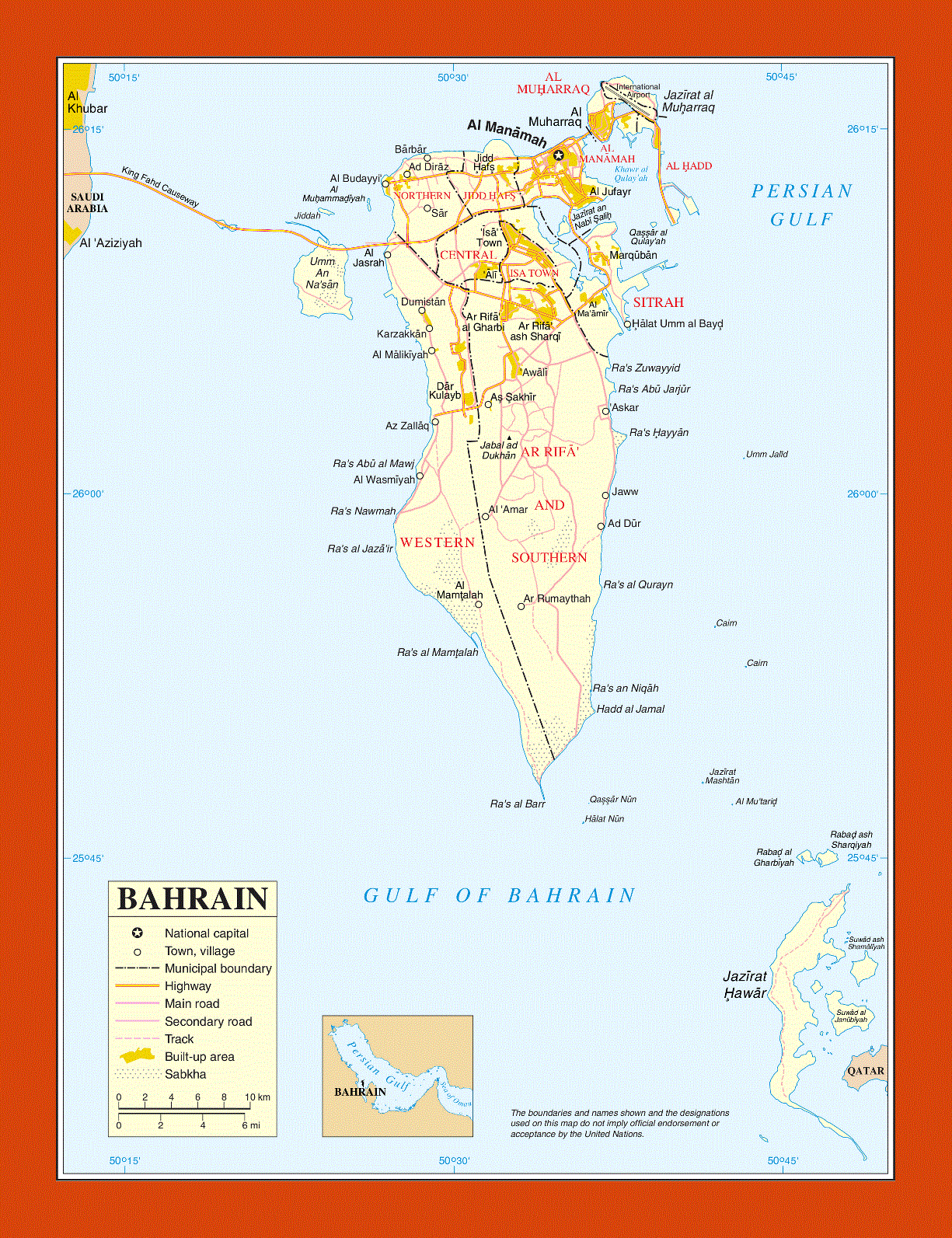 Political map of Bahrain