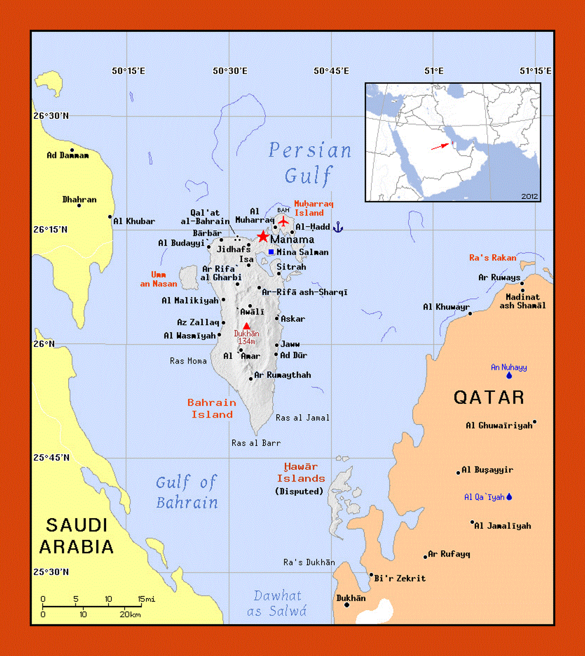Political map of Bahrain