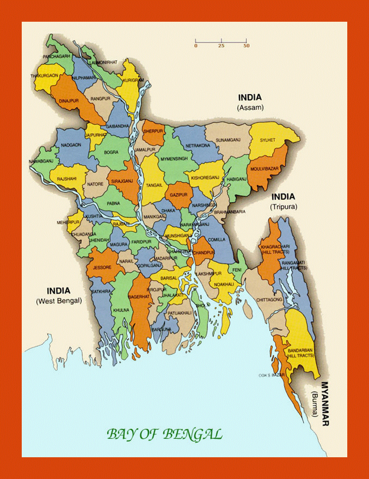 Administrative map of Bangladesh