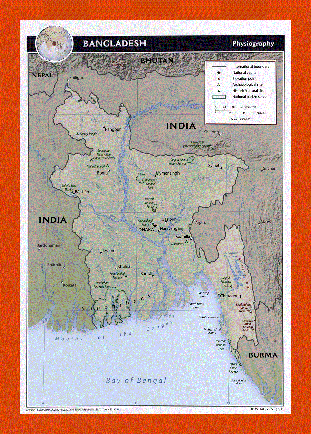 Physiography map of Bangladesh - 2011