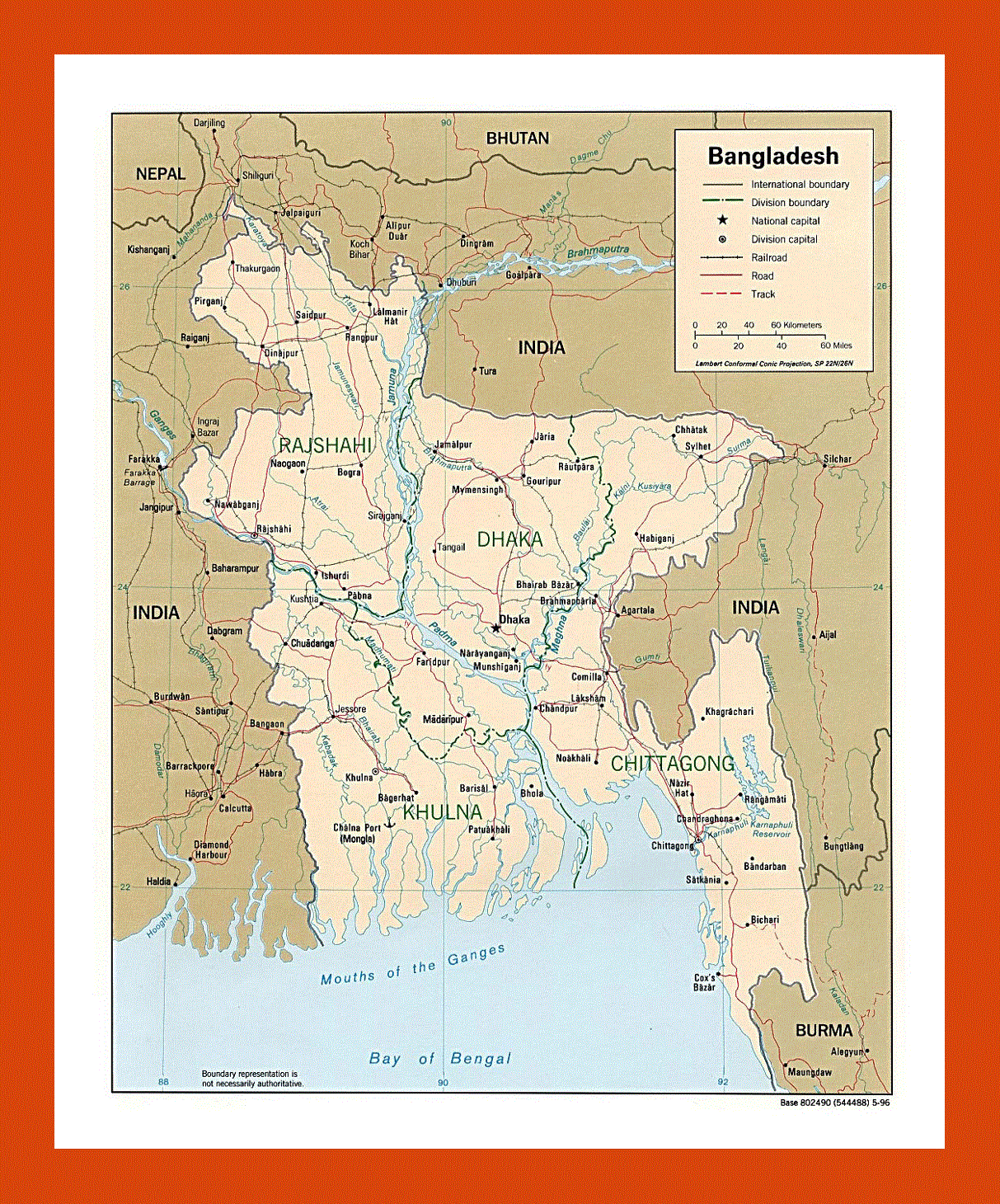 Political and administrative map of Bangladesh - 1996