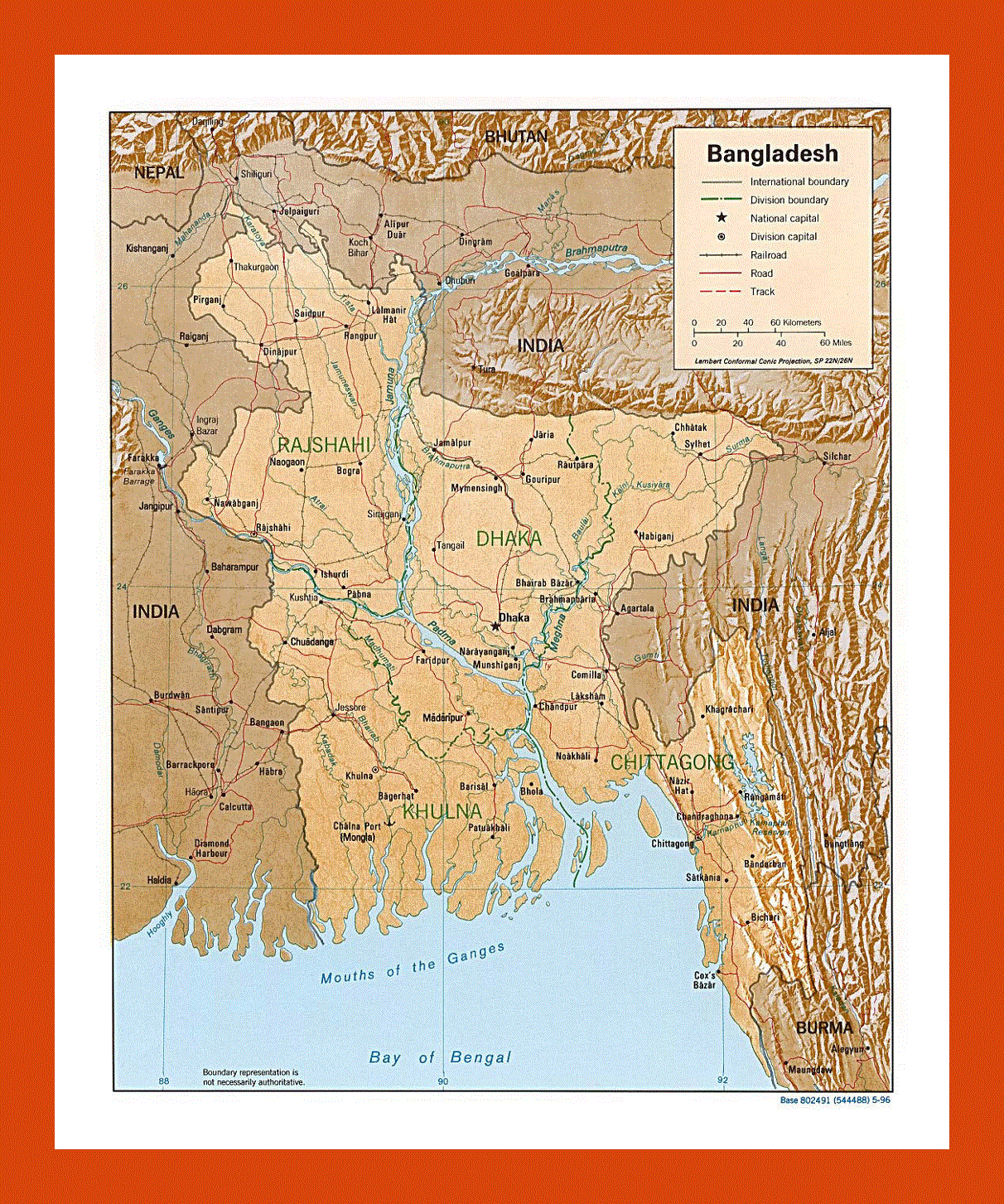 Political and administrative map of Bangladesh - 1996