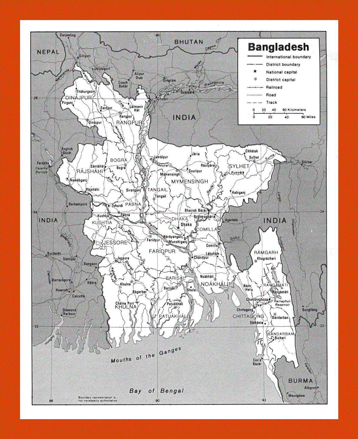 Political and administrative map of Bangladesh