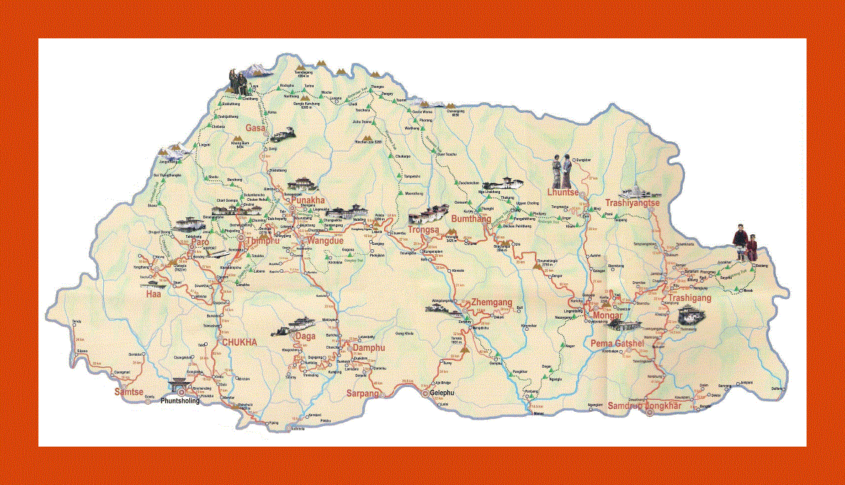 Tourist map of Bhutan