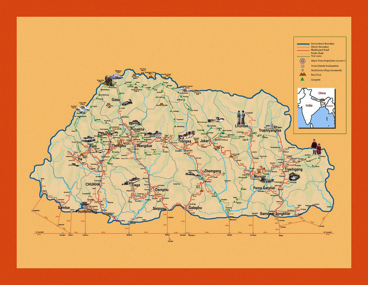 Tourist map of Bhutan