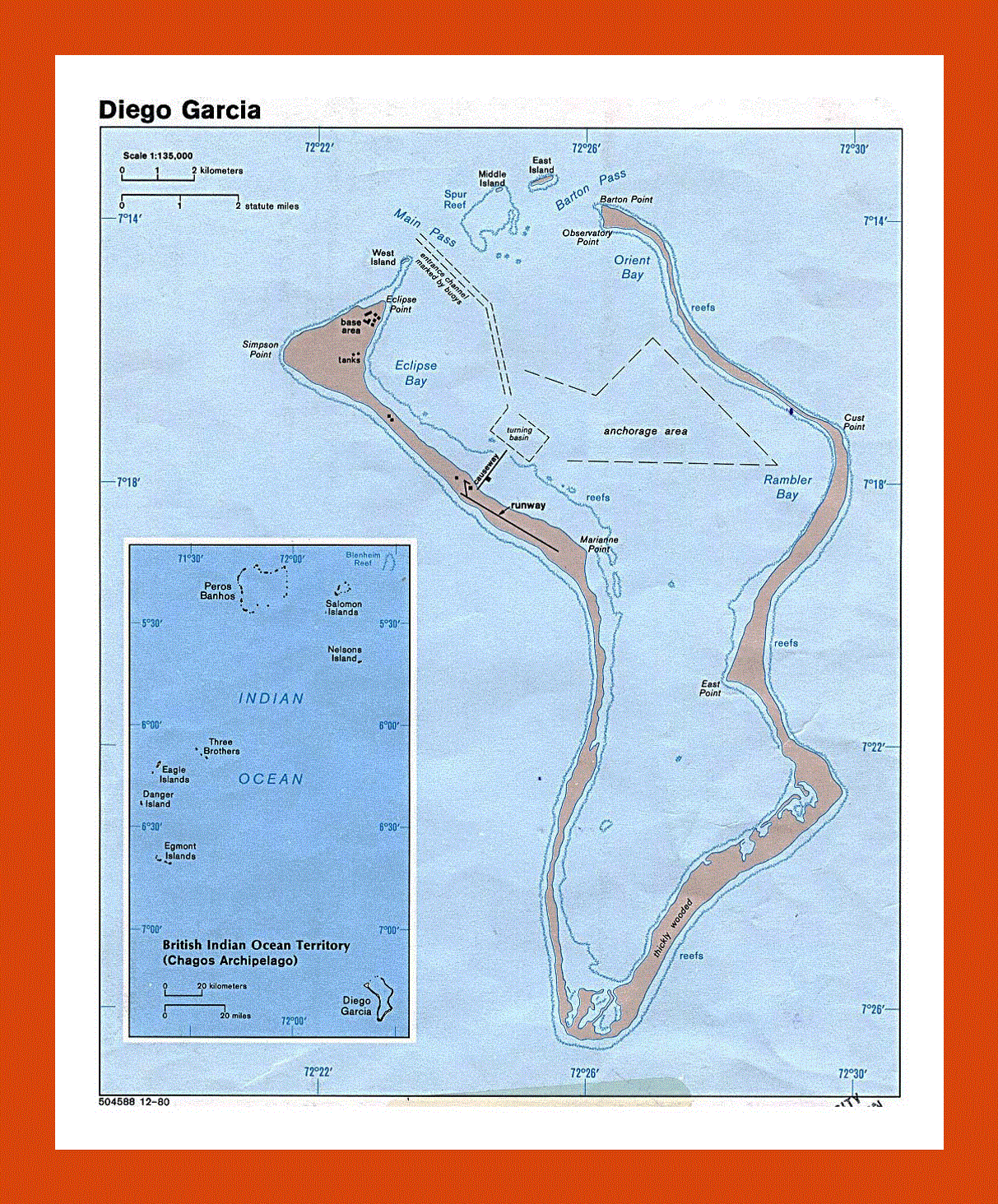 Map of Diego Garcia island - 1980
