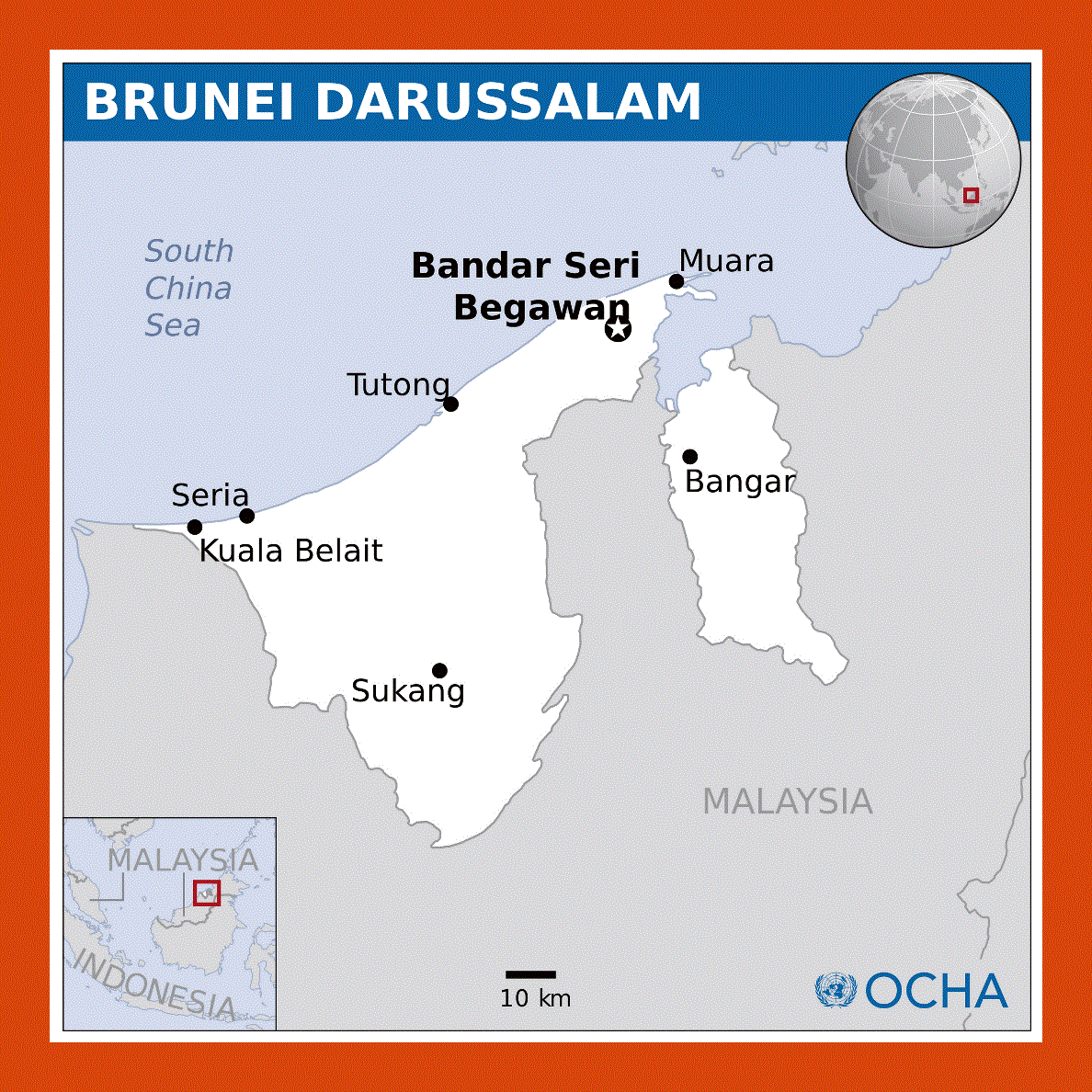 Political map of Brunei