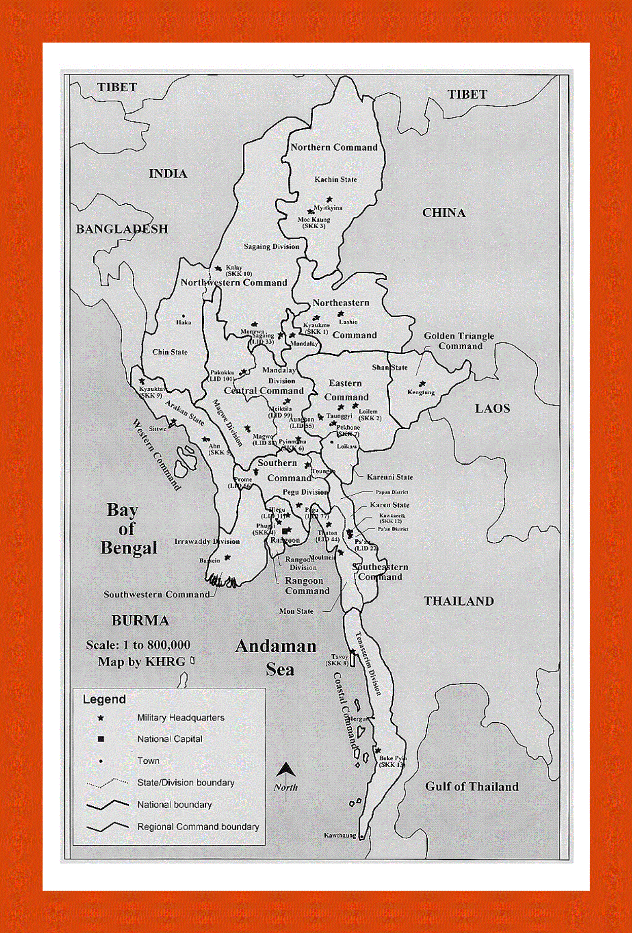 Administrative map of Myanmar