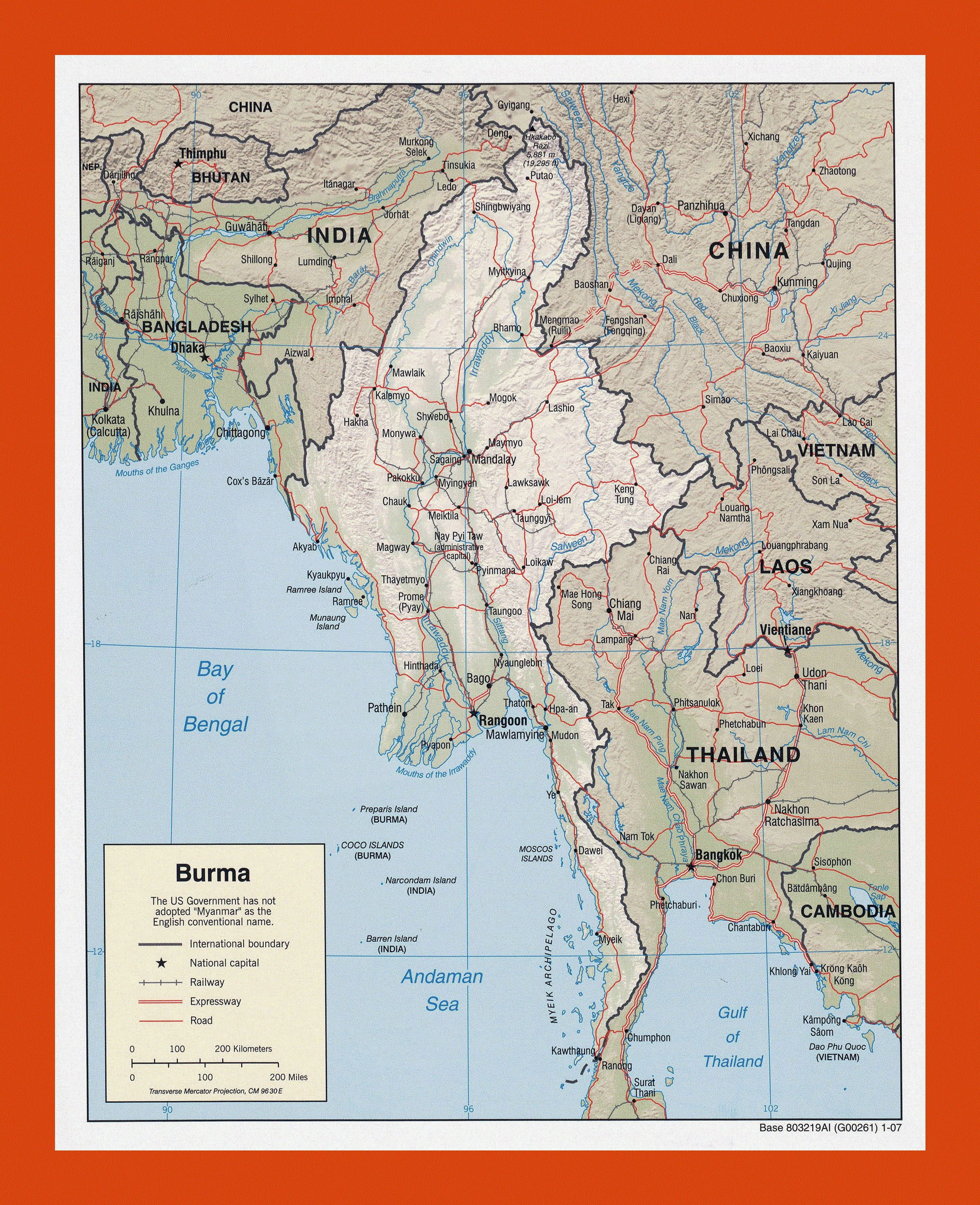 Political map of Burma (Myanmar) - 2007 | Maps of Burma (Myanmar ...