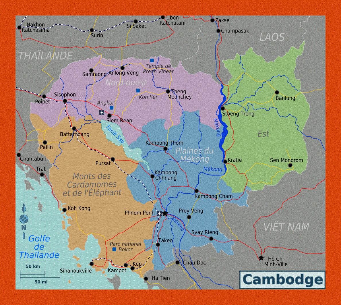 Regions map of Cambodia