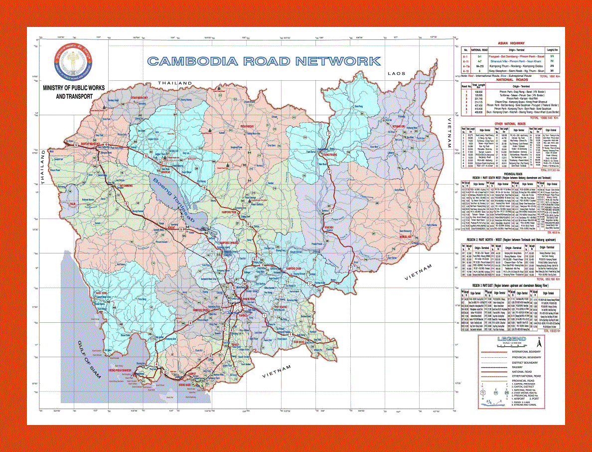 Road network map of Cambodia