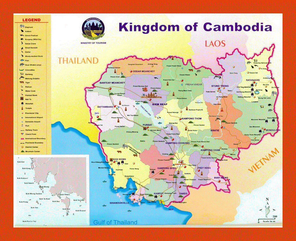 Tourist map of Kingdom of Cambodia
