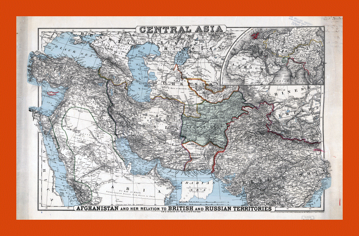 Old map of Central Asia - 1885