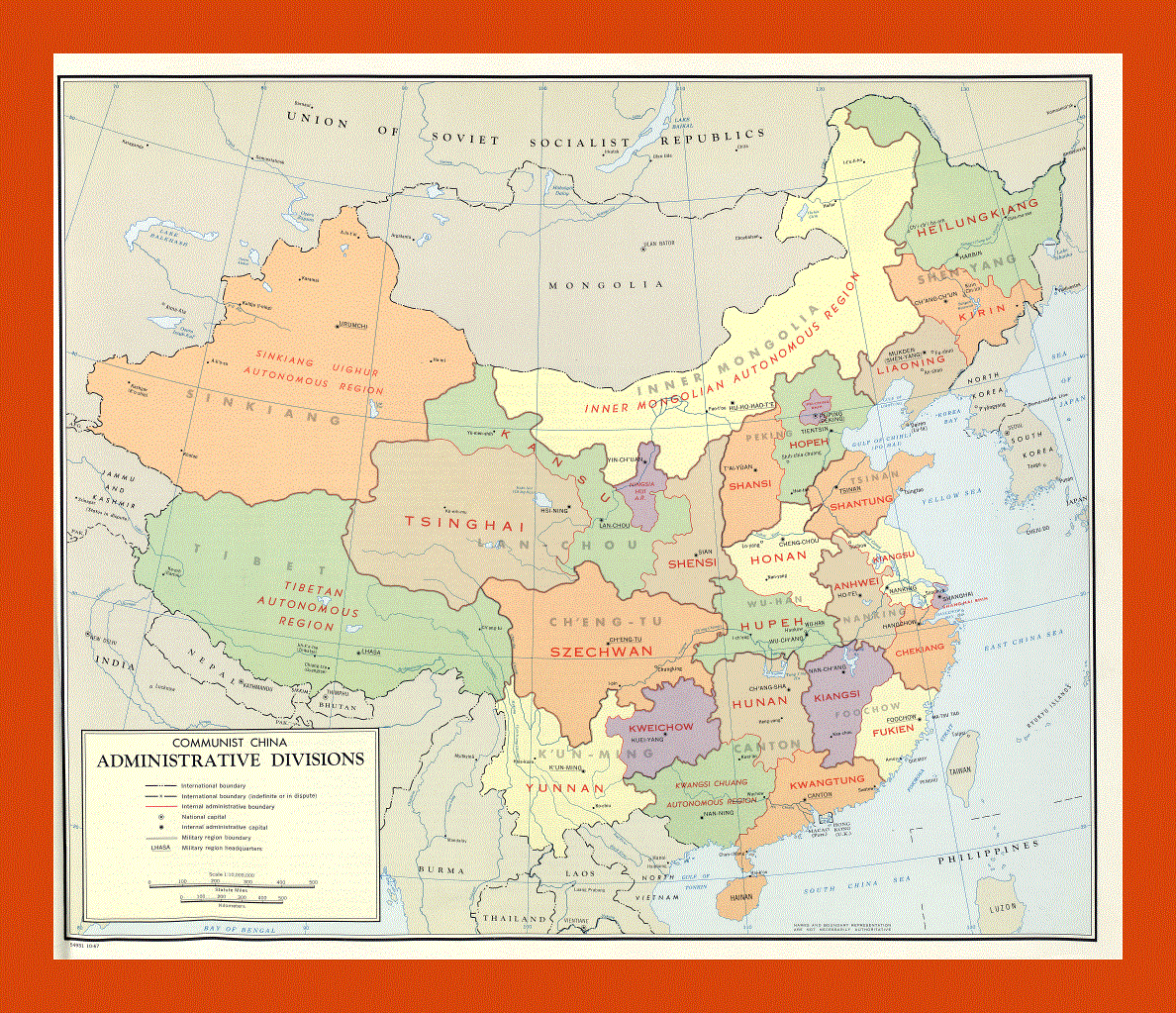 Administrative divisions map of Communist China - 1967