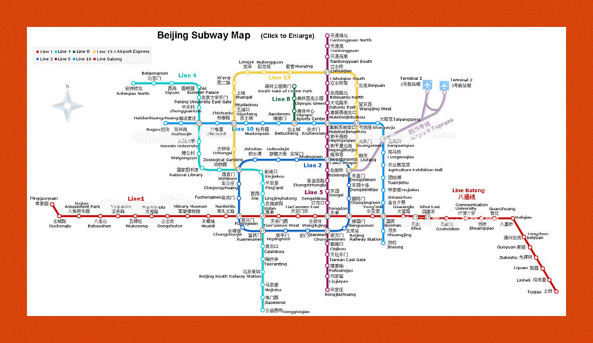 Map of Beijing city subway