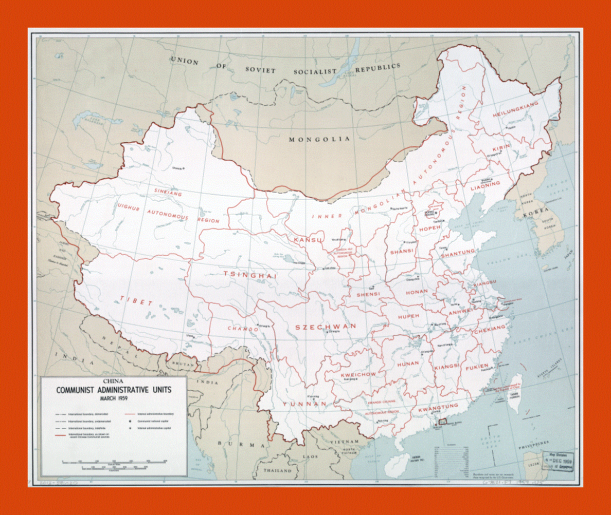 China Communist Administrative Units map 1959