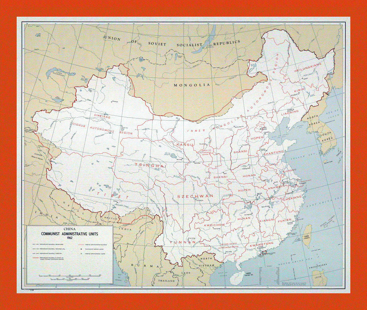China Communist Administrative Units map - 1962