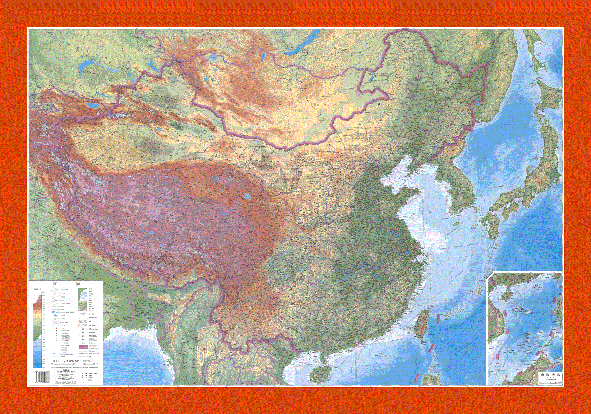 Physical map of China in chinese