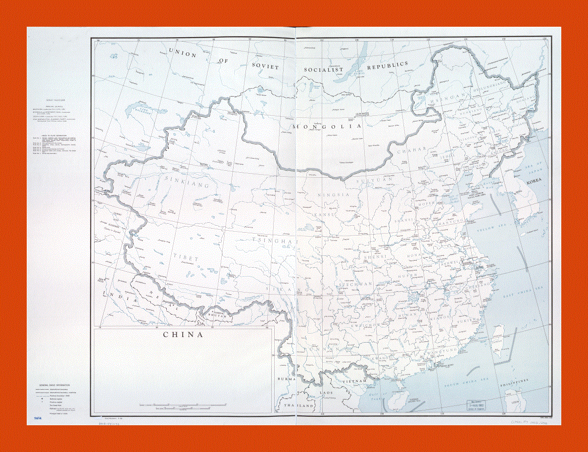 Political and administrative map of China - 1953