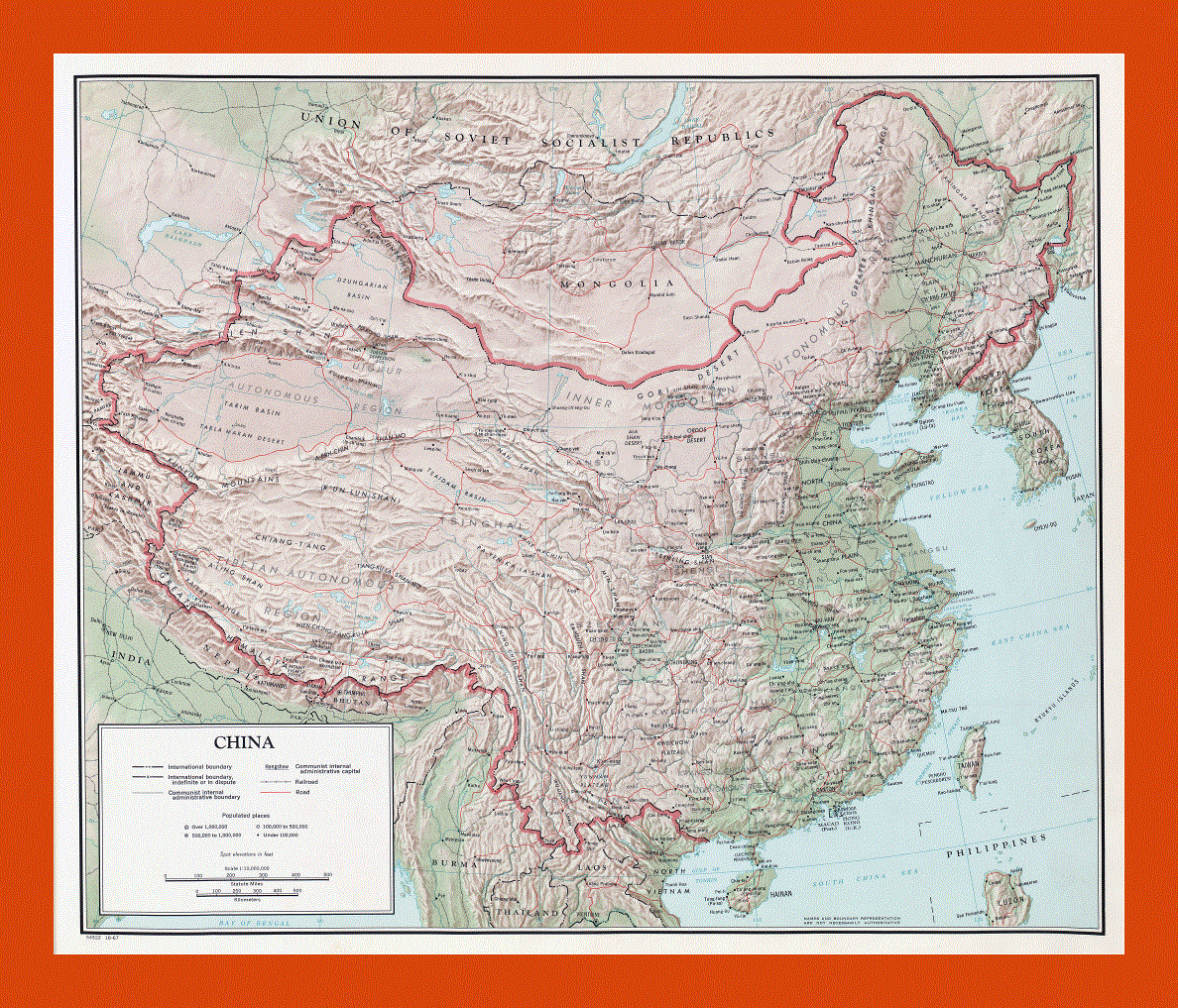 Political and administrative map of China - 1967