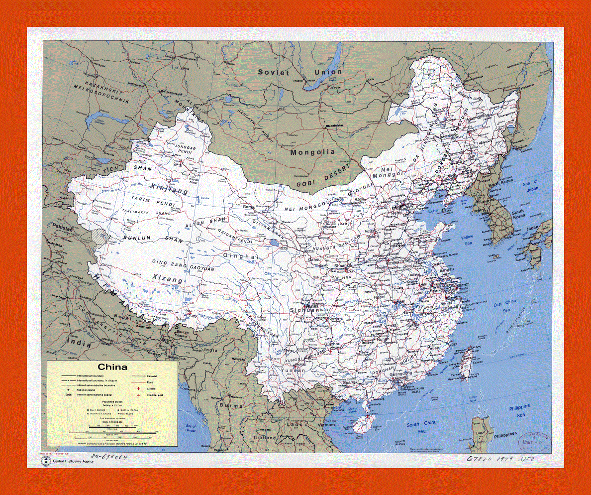 Political and administrative map of China - 1979