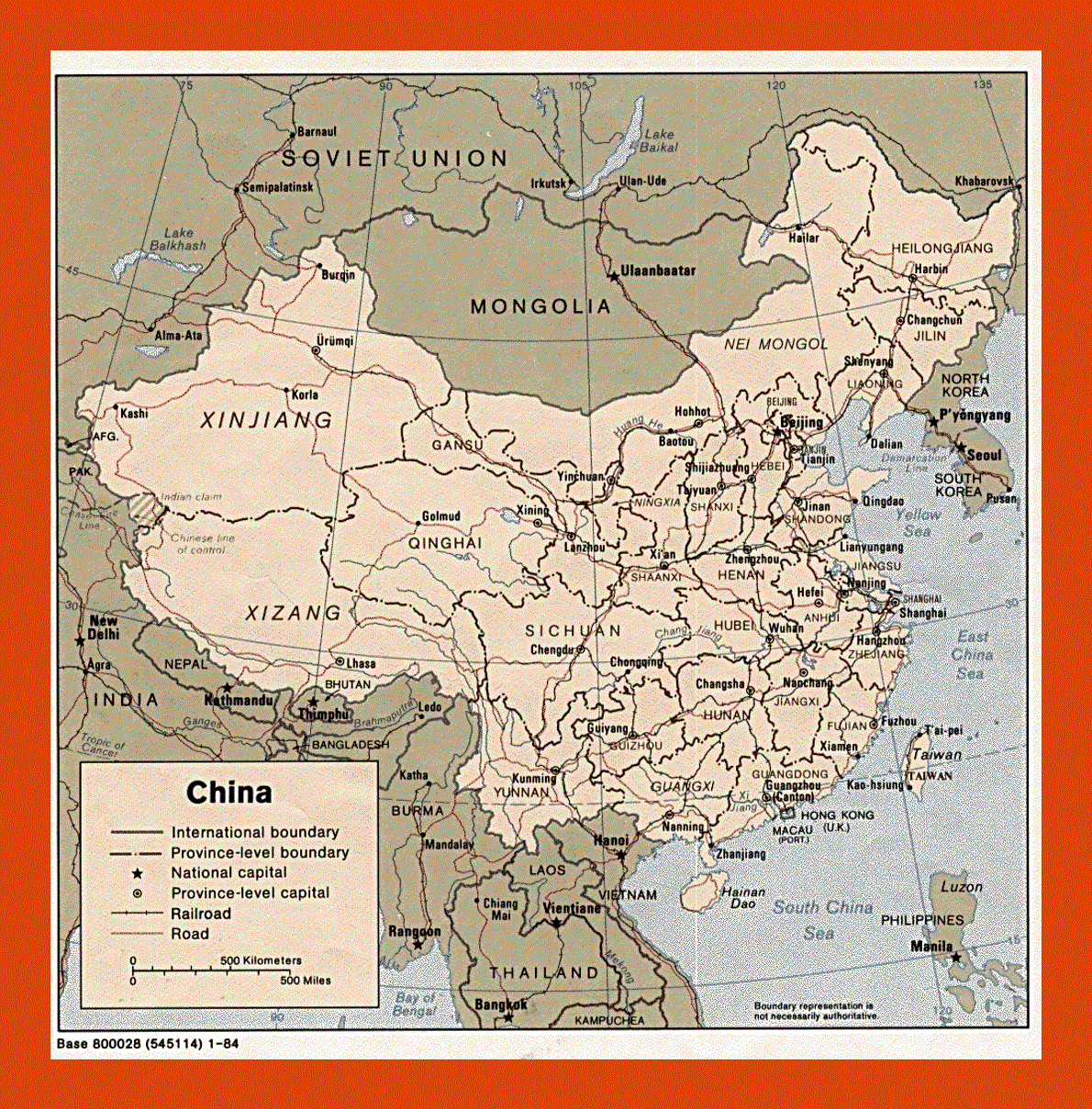 Political and administrative map of China - 1984