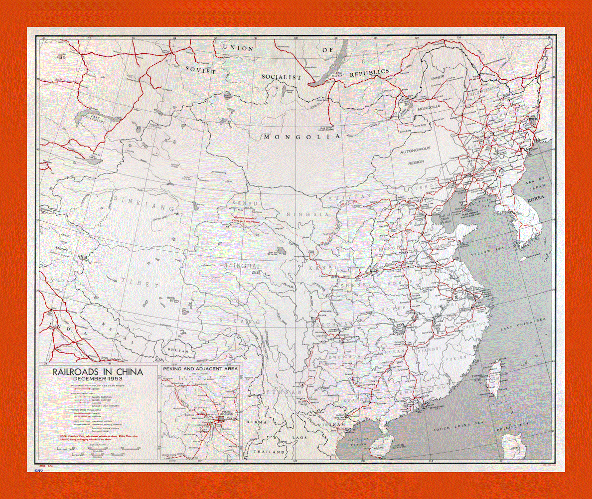 Railroads map of China - 1953