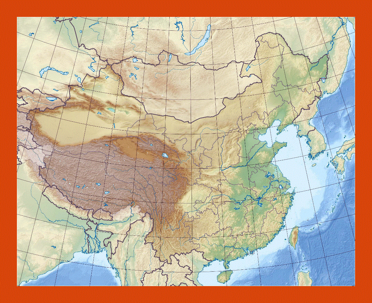 Relief map of China