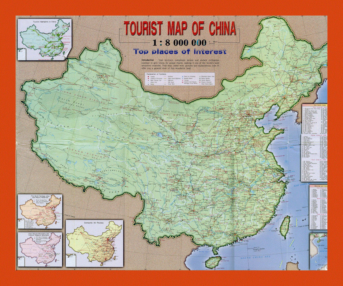 Tourist map of China
