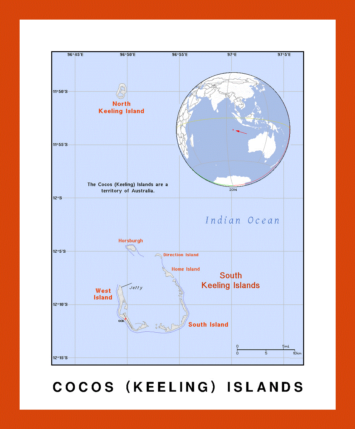 Political map of Cocos (Keeling) Islands